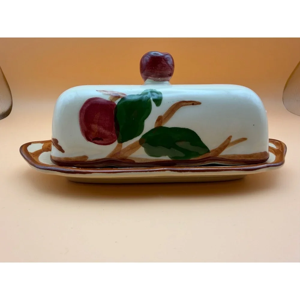 Vintage Franciscan Apple Covered Butter Dish 1/4 Lb Flying F USA 1979-1984